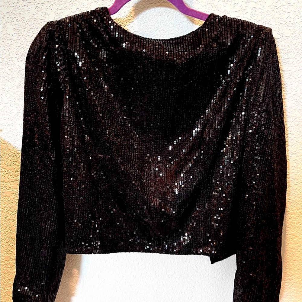 SEQUINED Jacket Blazer in Black Sz M